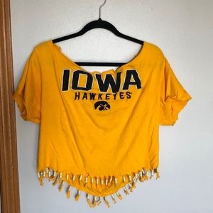 Off the shoulder, beaded Iowa Shirt 💛🖤